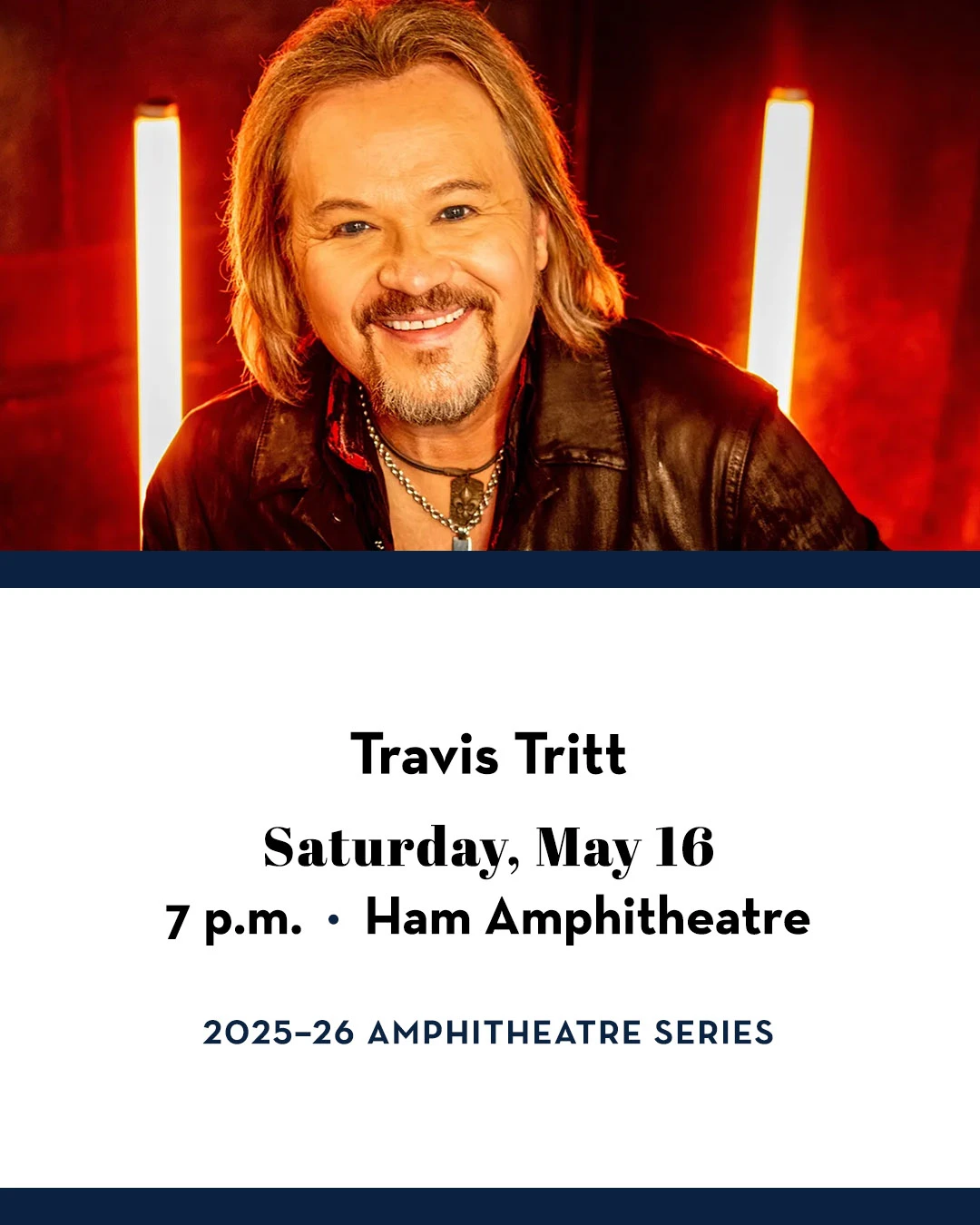 The Gogue Center presents Travis Tritt—Saturday, May 16—at the Ham Amphitheatre.